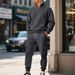 Men's Casual Fleece Lined Sweatshirt And Trousers Set Warm Zipper Workwear For Autumn And Winter_viptrois.com