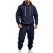 Men's Heavyweight Fleece Hooded Sweatshirt And Sweatpants Set Loose Casual Autumn Winter Sports Two-Piece Set_viptrois.com