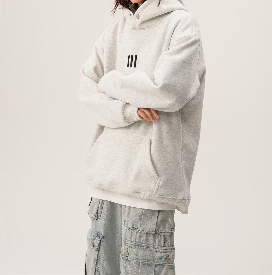 Fleece Hooded Sweater Men's Autumn And Winter Trendy Brand Versatile Loose Cleanfit High Street Retro Pullover Jacket_viptrois.com
