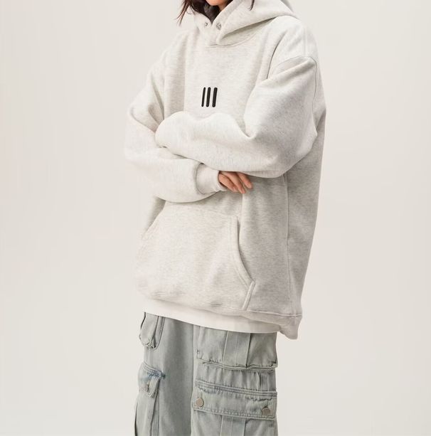 Fleece Hooded Sweater Men's Autumn And Winter Trendy Brand Versatile Loose Cleanfit High Street Retro Pullover Jacket_viptrois.com