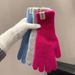 Dopamine Long Gloves For Women In Autumn Winter, Thickened And Warm, Pure Color Wool Blend Knit Cycling Five Finger Set_viptrois.com