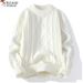 Woodpecker 2025 Autumn New White Crew Neck Cable Knit Men's Winter Plus Size Knitted Base Shirt Sweater_viptrois.com