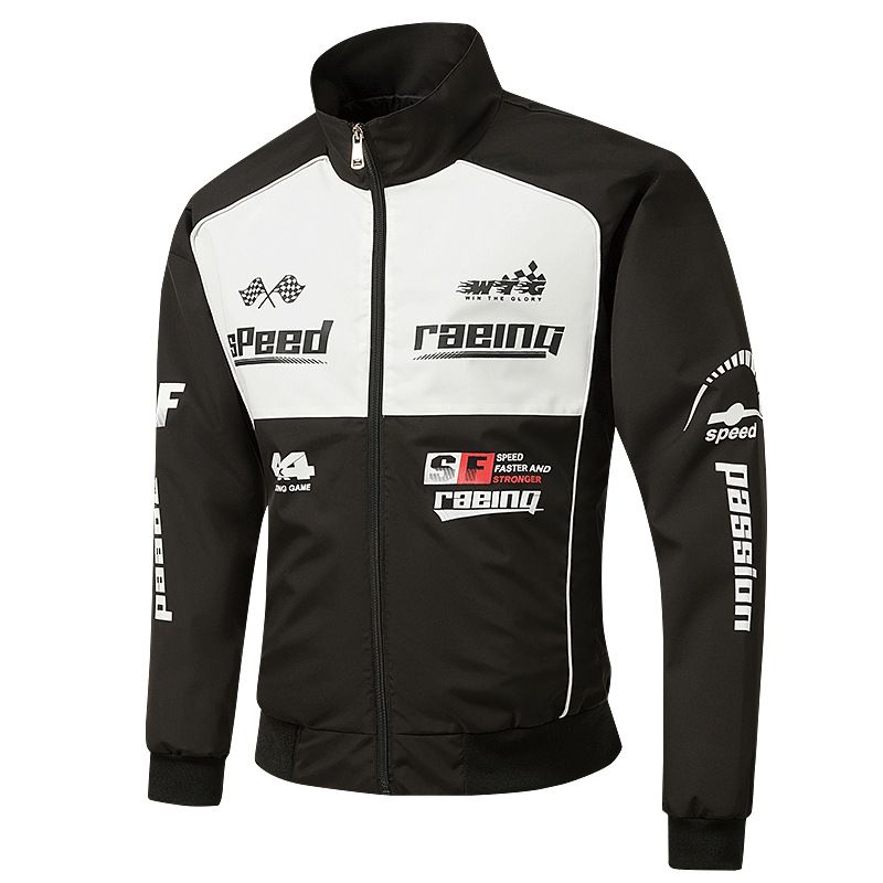 Men’s Streetwear Bomber Jacket – Slim-Fit Biker Style (XS-2XL, Windproof Polyester, Stand Collar, Black/Red/Army Green/Blue)_viptrois.com