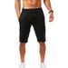 Men's Casual Elastic Waist Drawstring Shorts Summer Cotton Black Beige Loose Fit Elegant Beach Going Out Mid Waist Short Length_viptrois.com