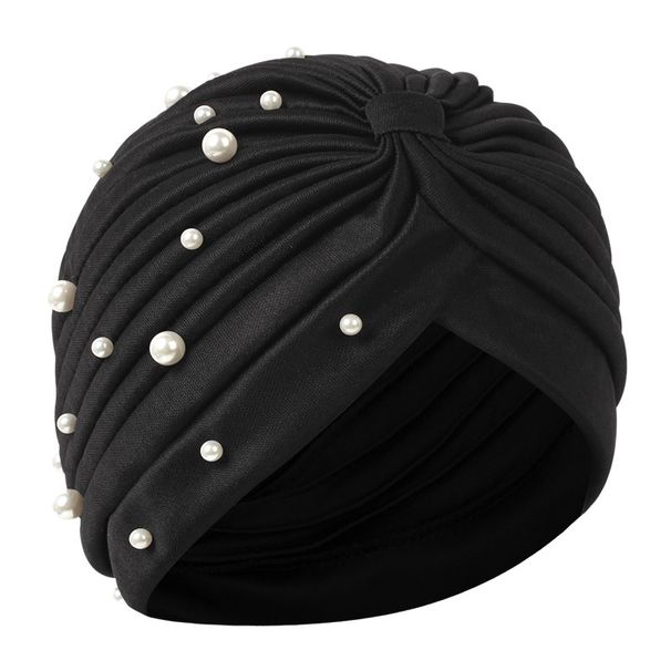 Fashion Pleated Women's Pullover Indian With Small And Large Pearl Studs Muslim Headscarf Watermelon Hat_viptrois.com