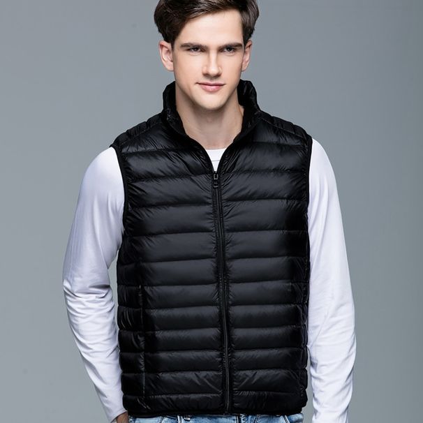 Autumn Winter Ultra-light White Duck Down Vest Men Outdoor Short Slim Fit Windbreakers Warm Waistcoat Lightweight Mens Vests_viptrois.com
