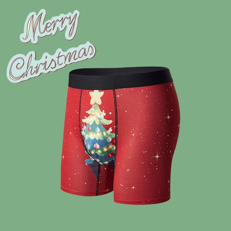 Pulse New Men's Underwear Printed European And American Style Breathable Comfortable Atmosphere Christmas Boxer Shorts Long_viptrois.com