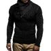 Men's High Neck Knit Sweater – Winter Turtleneck Pullover With Button Detail | Slim Fit & Ribbed Hem_viptrois.com