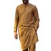 Men's moslem new four-season youth stand-up collar slim fit brown plain spring and autumn ready-made casual shirt 1273064_viptrois.com