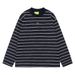 Korean Version Of Simple And Casual Wear Green Contrasting Stripes Casual Retro Loose Long-sleeved T-shirt Men's And Women's Autumn Tops_viptrois.com