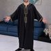 2025 Muslim Robe Men's New Ethnic Loose Casual V-Neck Mid Sleeve Jumpsuit_viptrois.com