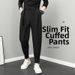 Men's Spring Casual Trousers Korean Style Slim Fit Harem Pants Jogger Legs Nine Point Cool Versatile Suit_viptrois.com