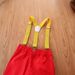 Mother & Kids Dress Suit Boys Short Sleeved Tie Shirt Red Suspender Shorts Two Piece Set_viptrois.com
