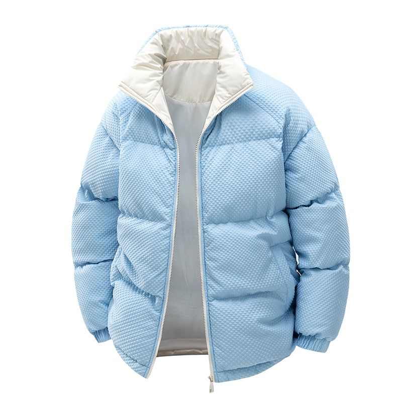 Men's Clothing Stand Collar Cotton Coat Unisex Stand Collar Winter Jacket – Cozy Fleece Lined Coat, Loose Fit, Warm & Stylish For Casual Outings_viptrois.com