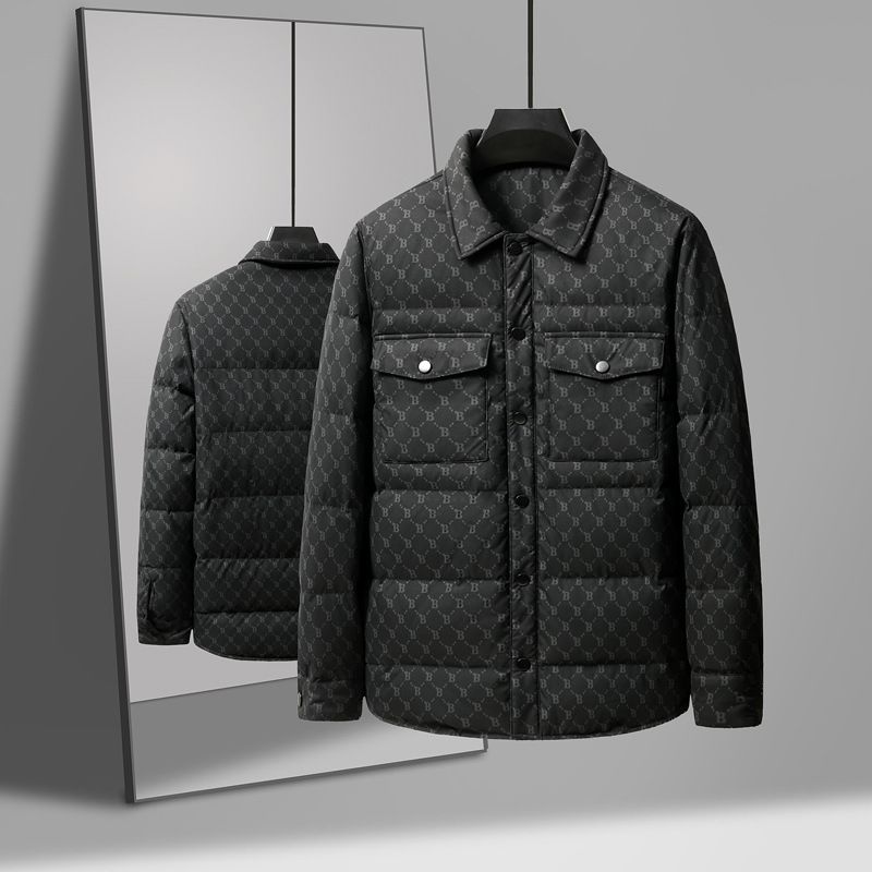 Men's Clothing Winter New Short Thickened Jacket Men's Fashion Brand Trendy Wide Lapel Hong Kong Style Old Flower Down Jacket Men's Jacket_viptrois.com