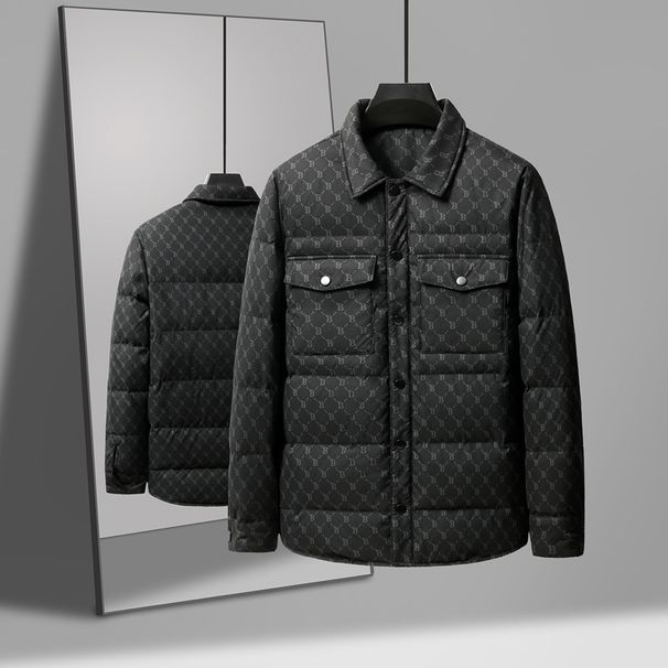 Men's Clothing Winter New Short Thickened Jacket Men's Fashion Brand Trendy Wide Lapel Hong Kong Style Old Flower Down Jacket Men's Jacket_viptrois.com