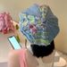 Korean Version Ins Blue Patch Washed Vintage Beret For Women Versatile Internet Celebrity Face-Slimming Octagonal Hat_viptrois.com