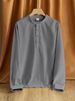 Monochrome Man- 2025 Foreign Trade Loose Linen Solid Color Long Sleeve Stand Collar Men's Casual Shirt_viptrois.com
