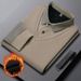 Autumn And Winter Men's Fleece Thickened Fake Two-piece Long-sleeved T-shirt POLO Shirt_viptrois.com
