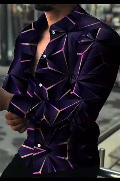 Men's Clothing Spring New Digital Printing Men's Casual Long Sleeve Plus Size Lapel Shirt Men's Shirt_viptrois.com