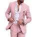 Men's Clothing linen new men's large size grab lapel suit two piece suit single row one button suit stock_viptrois.com