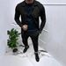"Men's 2-Piece Casual Suit Set - Slim Fit Jacquard Blazer & Trousers, Lightweight Polyester, Office & Wedding Attire_viptrois.com