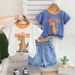 Boys' Outfit Baby's Skateboard Dinosaur Two-piece Set, Korean Version Summer Short Sleeved Outfit, Children's Clothing_viptrois.com