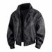 2027 Fashion American Style Vintage Men Lapel Long Sleeve Waterproof Wear-Resistant Zipper PU Leather Jacket S-3XL_viptrois.com