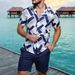 Men's Summer Vacation Trendy 3D Printing Hawaiian Men's Short Sleeved Shirt Shorts Suit_viptrois.com