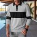 Nordmann Independent Station New Cross-Border Men's Casual Polo Shirt Patchwork Button Waffle Stripe Versatile T-Shirt_viptrois.com