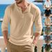 Men's Casual Henley Neck Long Sleeve Shirt – Breathable Polyester Pullover, Minimalist Layering Tee (S-XXXL, White/Black/Khaki)_viptrois.com