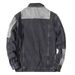 "Korean-Japanese Fusion Denim Jacket – Oversized Workwear Style With Contrast Splicing (Dark Gray/Bluish, M-5XL)"_viptrois.com