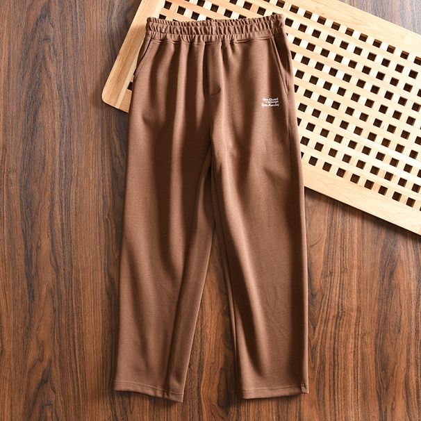 Men's Clothing Men's Autumn Elastic Waist Straight Casual Pants Sweatpants Slightly Wide Leg Trousers_viptrois.com