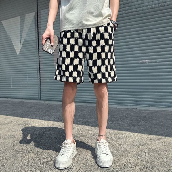 Men's Retro Checkered Casual Shorts Style High Street Loose Fit Sporty Five Point Pants Summer New Arrival_viptrois.com