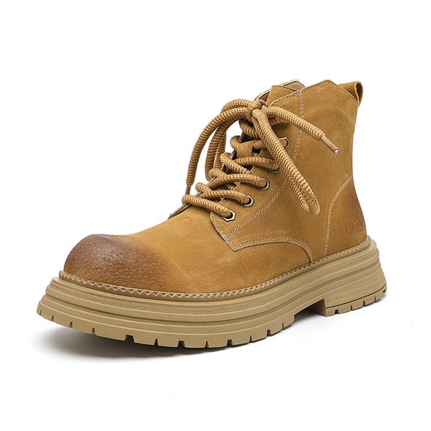 Martin Boots Men's Shoes Tooling Thick-soled Heightening Locomotive Wind Big Yellow Boots Short Boots_viptrois.com