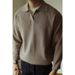 Loom European And American Retro V-Neck Stacked Collar Knitted Polo Shirt For Men, High-End Slim Fit Long Sleeve Sweatshirt,_viptrois.com