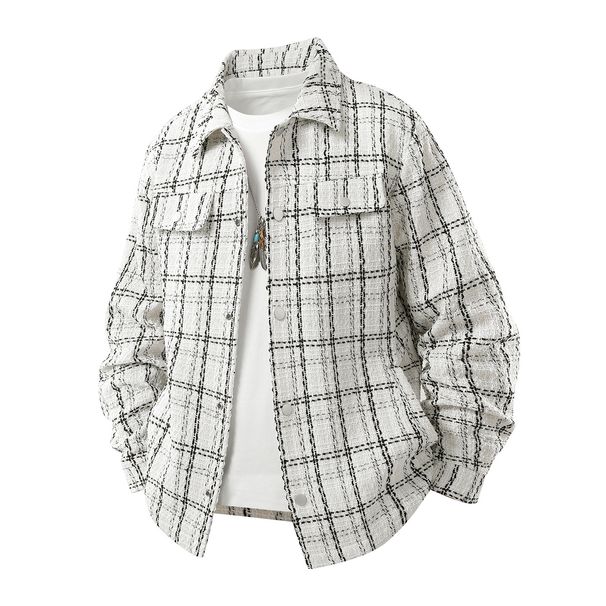 New Japanese Jacket Men's 2025 Sense Lapel Small Fragrant Plaid Padded Cotton Thickened Coat_viptrois.com
