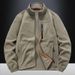 Men's Polar Fleece Jacket – Stand Collar Winter Warmth | Multi-Pocket Design | Dark Gray/Black/Royal Blue/Khaki | M-XXXXL_viptrois.com