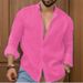 Men's Clothing New Cotton And Linen Solid Color Men's Fashion Shirt Youth Casual Long Sleeve_viptrois.com
