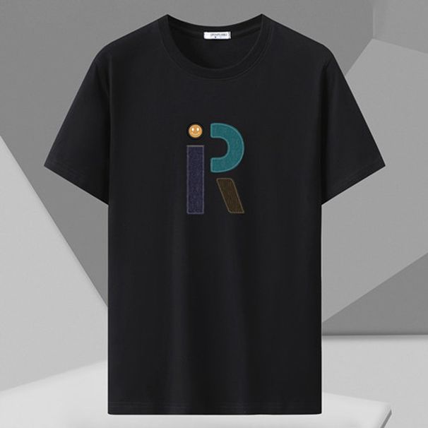 Men's Clothing Catties Cross Border Men's Large Size Short Sleeved T Shirt Black Fashion Trendy Printed Round Neck Top_viptrois.com