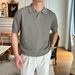 Men's Breathable Knit Polo Shirt – Hollow-Out Collar Summer Business Casual Top (M-XXXL, Green/Grey/White)_viptrois.com