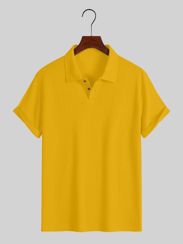 Men's Clothing Men's Tops Lapel Diamond Knitted Casual Loose Short Sleeved Shirt Men's Polo Shirt_viptrois.com