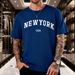 American Retro NEW YORK Letter Printed Short-sleeved T-shirt, Men's Simple Loose Casual Versatile Top_viptrois.com