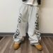 2025 Street Men's Print Straight Pants American Hip Hop Fashion Casual Pants Gothic Harajuku Retro Loose Sports_viptrois.com