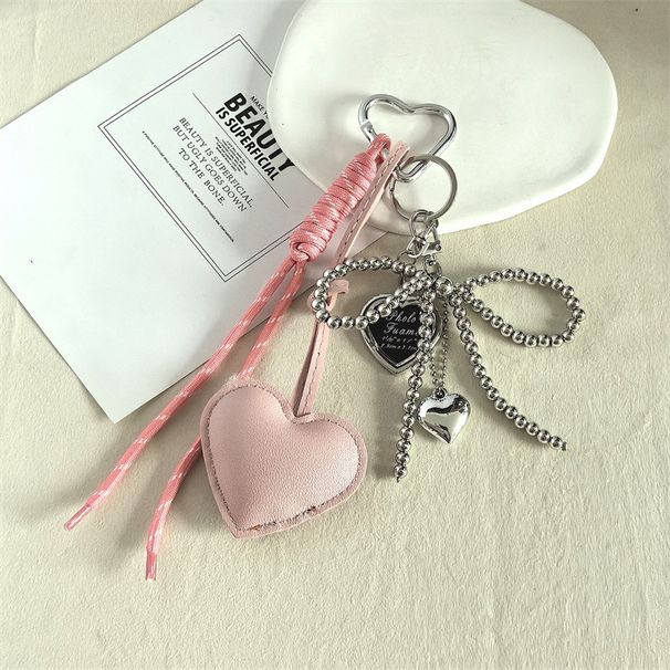 Personalized PU Leather Love Keychain Women's Bag Pendant Creative School Bag Keychain Pendant Accessories_viptrois.com