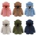 Mother & Kids Boys Girls Winter Fleece Hooded Jacket With Zipper - Soft & Warm Outerwear For Babies & Toddlers (0-24M, 70-140cm) - Pink/Brown/Blue_viptrois.com