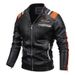 Men's PU Leather Jacket – Slim Fit Biker Style Stand Collar Coat For Fall & Winter (L-4XL, Black/Red/Blue) Fashionable Casual Outerwear_viptrois.com