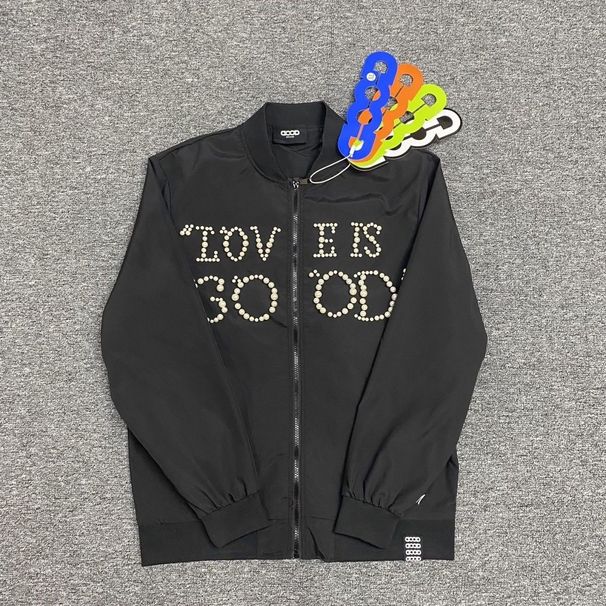 American Style Embroidered Pearl Black Jacket For Men Women, Spring And Autumn Trendy Versatile Baseball Jacket, Stylish_viptrois.com