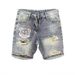 Men's Clothing Summer Thin Fashion Ripped Patch Denim Shorts Men's Trendy Brand All Match Cat Whisker Distressed Beggar Five Point Pants_viptrois.com