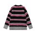 American Pink Striped Round Neck Pullover For Men And Women 2025 Autumn New Loose Casual Lazy Style Knitted Sweater_viptrois.com